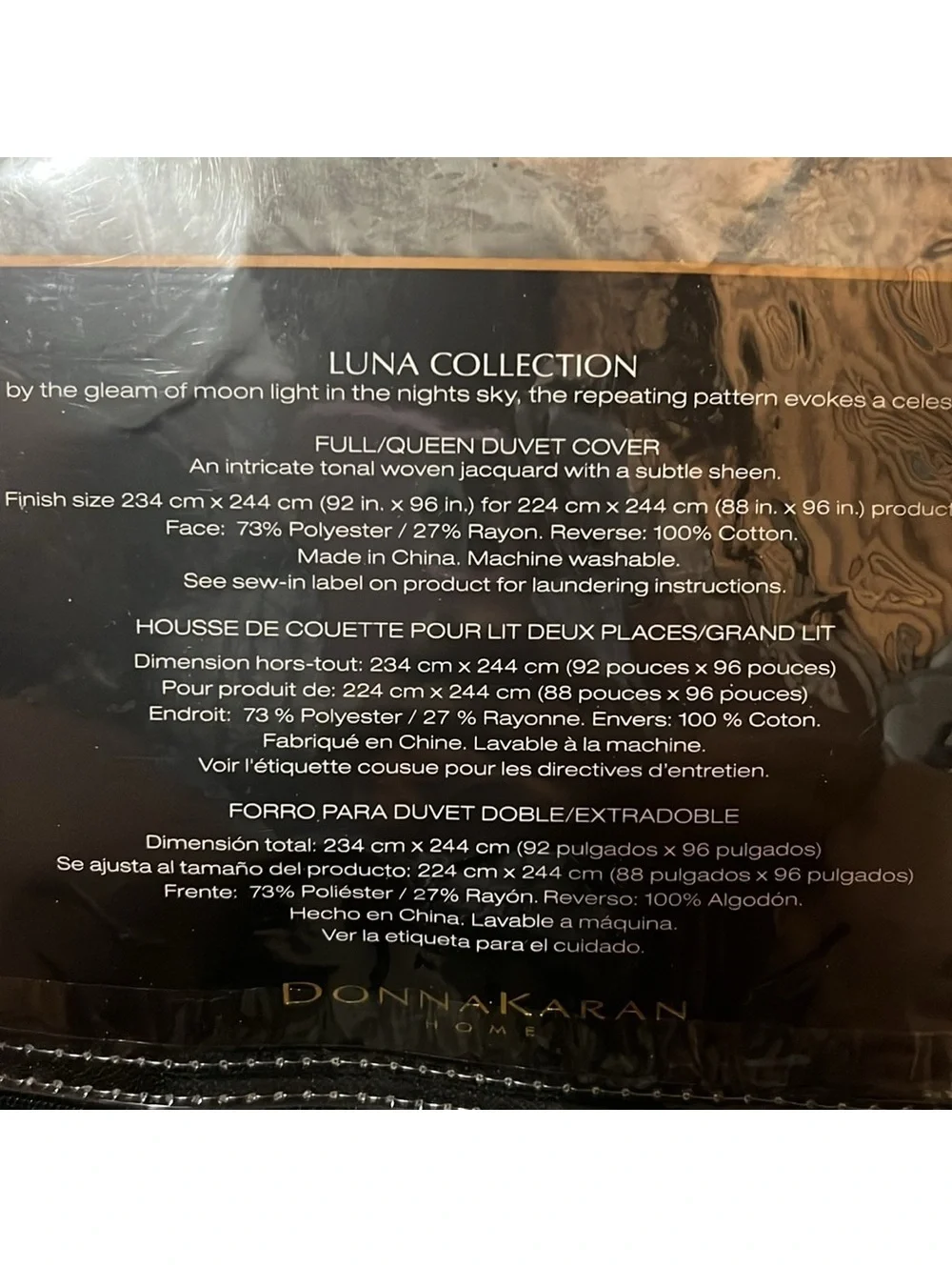 Donna Karan Luna Duvet Cover, NWT, Size Full/Queen $375